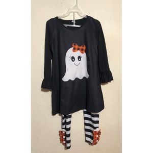 GIRLS GHOST ORANGE BLACK WHITE RUFFLE OUTFIT